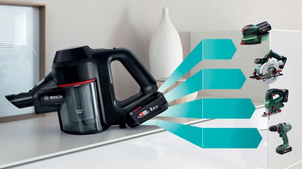 Акумулаторна вертикална прахосмукачка Bosch BCS711EXT Unlimited 7 – без торба, 18 V, 40 мин работа, 0.3 L контейнер, LED четка