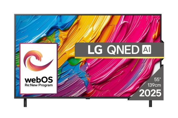 Телевизор LG 55QNED80A3A, 55" 4K QNED HDR Smart TV, 3840x2160, DVB-T2/C/S2, Alpha 7 AI Processor, HDR10 / HLG, webOS 25 ThinQ, VRR / ALLM / HGiG, 4K Upscaling, WiFi 5, Voice Controll, Bluetooth 5.1, AirPlay 2, LAN, CI, HDMI, SPDIF, Google Cast, 2 pole Sta