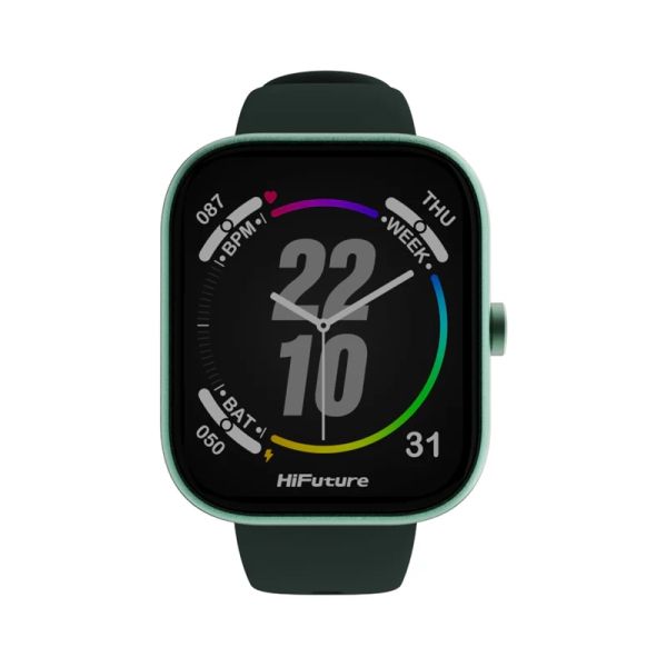 Часовник HiFuture Lume Dark Green, 1.85 " IPS, Powered by Dual Core, Aerospace-Grade Ultra Light Aluminum Frame, Bluetooth Call, 3D User Interface, 1ATM Waterproof, 24/7 True Heart Rate & Blood Oxygen Sensor, 100+ Sports Mode, Up to 7 days daily use