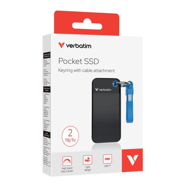Твърд диск Verbatim Pocket SSD USB 3.2 Gen 2 2TB Black/Blue