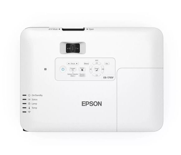 Мултимедиен проектор Epson EB-1795F, 3LCD, Ultra mobile, Full HD 1080p, 1920 x 1080, 16:9, 3 200 lumen, 10 000 : 1, VGA, HDMI, NFC, Wireless LAN, 1.83 kg, Carrying Case, 0 months/8 000h, lamp: 60 months/1 000h