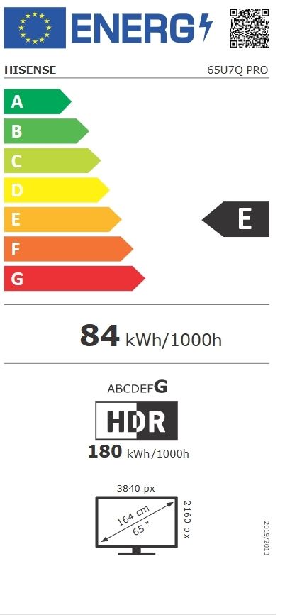Телевизор Hisense 65"U7Q Pro, 4K Ultra HD 3840x2160, ULED, FALD, Quantum Dot, 165Hz, IPS, HDR 10+, HLG, Dolby Vision IQ, Dolby Atmos, Smart TV, WiFi 5GHz, WiFi Direct, BT, Anyview Cast,light sensor,Solar Powered Remote, 4xHDMI, 2xUSB, LAN, CI+, DVB-T2/C/S