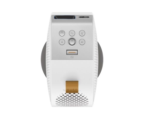 Мултимедиен проектор BenQ GV50 Laser Portable Projector, 1080p (1920x1080), 100K:1, 500 ANSI Lumens, 1.2X, Auto Keystone, HDMI (ARC 5.1 channel), USB-C (w/DP PD), USB, BT 5.0,  2x4W Speakers + 10W Woofer, Google TV, SmartRemote App, WiFi, 2.1kg, White