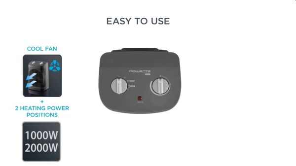 Вентилаторна печка Rowenta SO2330, 2400W, 2 speeds, cool fan, silence function, 44db(A), thermostat, GREY / BLACK