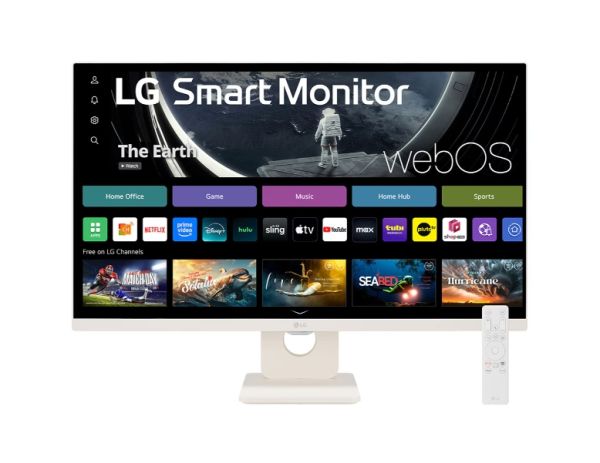 Монитор LG 27U511SA-W, 27" IPS Smart webOS23, 100Hz, 5ms, 1300:1, 250cd/m, FHD 1920x1080, ThinQ, sRGB 99%, HDR 10, HDMI, USB, Bluetooth, AirPlay 2, Speacers 5W x 2, Tilt, White