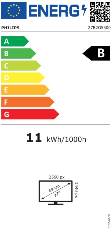 Монитор Philips 27B2G5500, 27" IPS WLED, 2560x1440@100Hz, 4ms GtG, 300cd m/2, 1000:1, 50M:1 DCR, Adaptive Sync, FlickerFree, Blue Light tech., 3Wx2, Tilt, Height Adjust, Pivot, Swivel, 2xHDMI, DP, USB hub