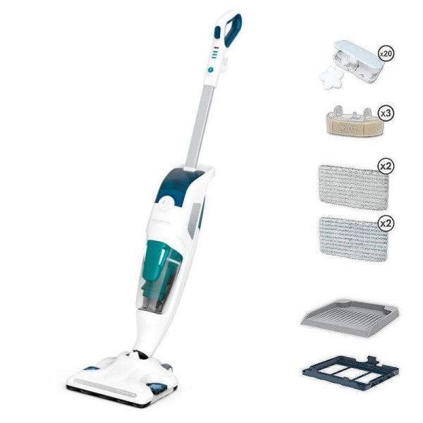Парочистачка ROWENTA RY7777WH CLEAN&STEAM REVOLUTION GREEN, Microfiber pads 2 'All floors' & 2 'Hard Spot', Water filtration cartridge x3, Essential oilchips x20, Carpetglider