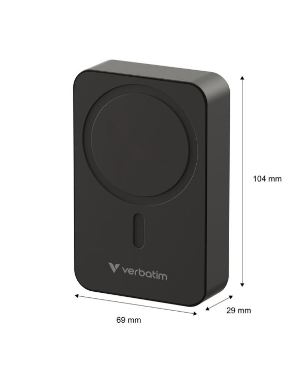Външна батерия Verbatim Charge 'n' Go Essentials Power Bank Magnetic Wireless 20000mAh Black