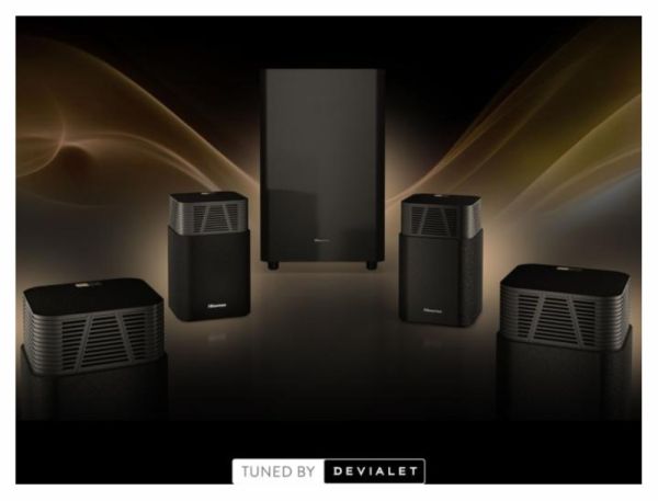 Аудио система Hisense HT Saturn, 4.1.2Ch Sound Bar with Wireless Subwoofer, 720W, Dolby Atmos, Tuned by Devialet , DTS:X,Quad Satellite Speakers , Black