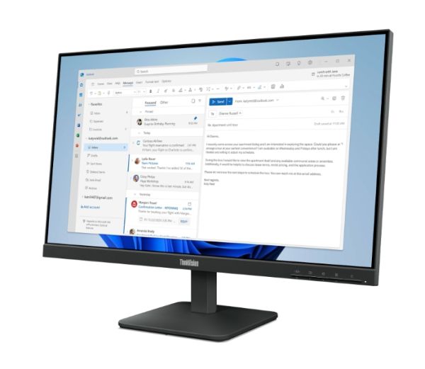 Монитор Lenovo ThinkVision S24-4e 23.8" IPS WLED, 1920x1080, 16:9, 4ms, 100Hz, 250 cd/m2, 1300:1, HDMI, VGA, Tilt
