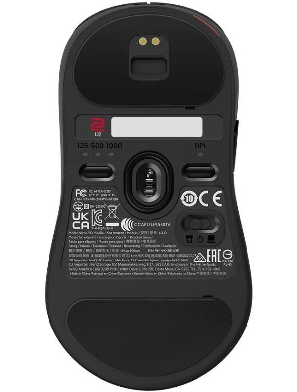 Мишка BenQ ZOWIE U2 Wireless Mouse For Esports, Size M, 60g, up to 1000 Hz, up to 3200 DPI, Symmetrical design, Inward-curved on both sides for agility during multi-angle movement, Wireless design w/enhanced receiver, Driverless, plug and play