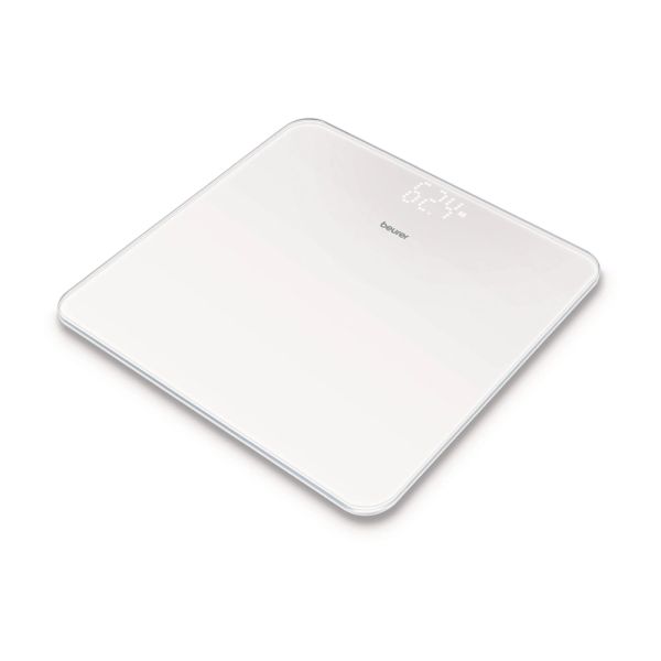 Везна Beurer GS 225 White Glass bathroom scale, Magic LED display; Automatic switch-off, overload indicator; height 2.7 cm; 180 kg / 100 g  5 years warranty; White