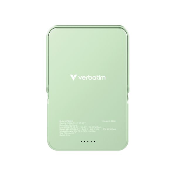 Външна батерия Verbatim Charge 'n' Go Power Bank with Stand Magnetic Wireless 10000mAh Green