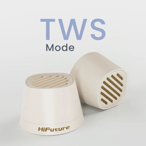 Тонколони HiFuture Mega S Latte, Bluetooth 5.4, MagSafe, 5W Output, Built-in MIC support Handsfree, Pair to Play (TWS Mode), Up to 10 Hours Playtime, Wireless Charge (7.5W-15W), Phone Holder