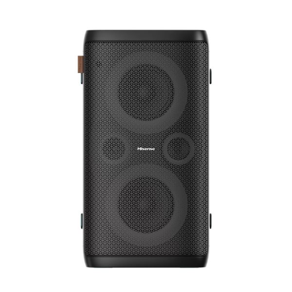 Аудио система Hisense Party Rocker One Plus (HP110) Bluetooth Speaker with 300W Power, Built-in Woofer, Karaoke Mode, Built-in Wireless Charging Pad, AUX Input and Output, USB, 15 Hour Long-Lasting Battery 4 x 2500Ah, 2x mics included, Black