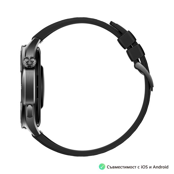 Часовник Huawei Watch GT5 Vili-B19F, 1.43", Amoled 466x466 PPI 326, BT5.2 BLE/BR/EDR, 5ATM, 524mAh, Screenshot sharing, support message input, message notifications, Battery life up to 14 days, Compatible with iOS and Android devices, Black Fluoroelastome