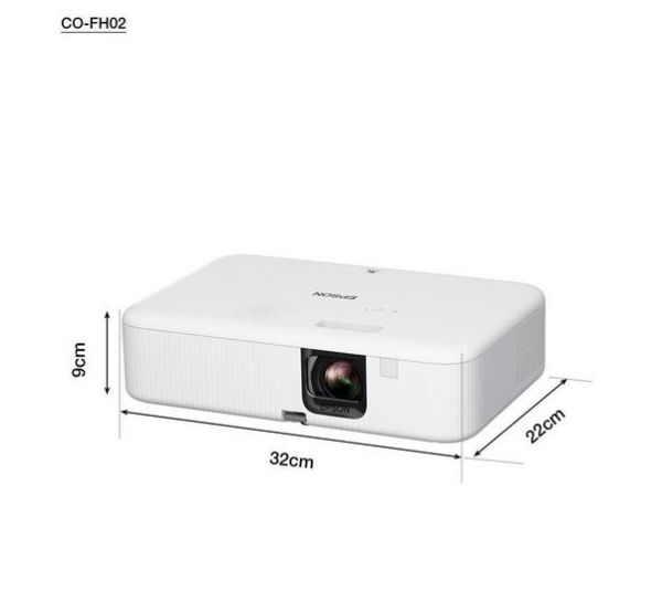 Мултимедиен проектор Epson CO-FH02, Full HD 1080p (1920 x 1080, 16:9), 3000 ANSI lumens, 16 000:1, USB 2.0, HDMI, Android TV, Lamp warr: 24 months, White + Sunne Universal Ceiling Projector Bracket, max. 20kg, extension