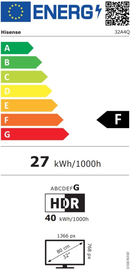 Телевизор Hisense 32" A4Q, HD 1366x768,3000:1, DLED, HLG, DTS Virtual X, Smart TV, WiFi, WiFi Direct, BT, VIDAA U7,Anyview Cast, 2xHDMI, 2xUSB, LAN, CI+, DVB-T2/C/S2, Black