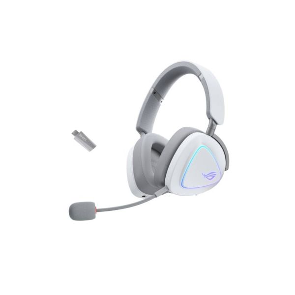 Слушалки Asus ROG Delta II Wireless Gaming Headset ( BT, ROG SpeedNova 2.4GHz, 3.5mm, 50mm Titanium-Plated Drivers, 10mm Super-Wideband Mic, 110HR, DualFlow Audio, For PC, Switch, PS5, Xbox)- Moonlight White