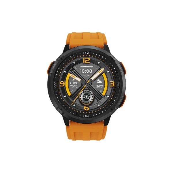 Часовник HiFuture MIX3 Orange, 1.43" AMOLED, 466*466, Powered by Dual Core & Syntra AI, Bluetooth Call, 3ATM Waterproof, Compass & Altimeter, 24/7 True Heart Rate & Blood Oxygen Sensor, Up to 10 days daily use