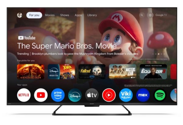 Телевизор Sharp 55HR7265E, 55" QLED  GOOGLE TV, 4K 144Hz Quantum Dot 3840x2160 Frameless, AQUOS AI, DVB-T/T2/C/S/S2, Active Motion 1400, HDR10, Dolby Atmos, Dolby Vision, DTS:X, Google Assistant, HDMI eARC, Mini Composite/CVBS + Audio input, USB, Wi-Fi, B