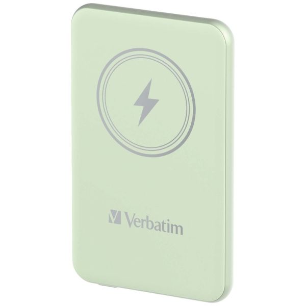 Външна батерия Verbatim MCP-5GN Power Pack 5000 mAh with UBS-C PD 20W / Magnetic Wireless Charging 15W Green