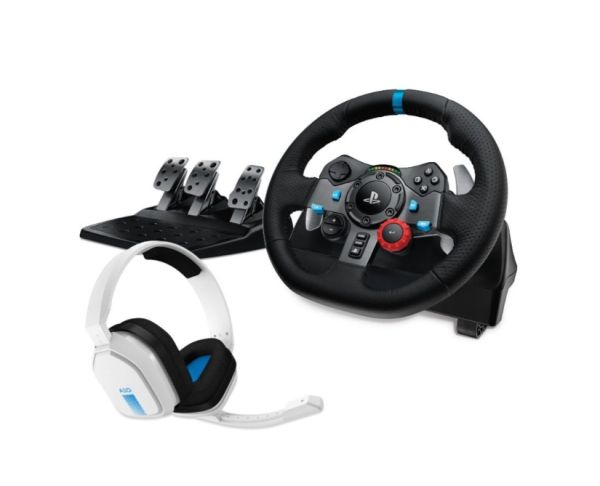 Волан Logitech G29 Driving Force Racing Wheel for PlayStation 5 and PlayStation 4 - Black,  Astro A10, PS5/PS4 - White