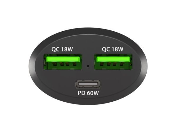 Зарядно устройство Natec Coney 2xUSB, 1xUSB-C Quick charger 84W Black