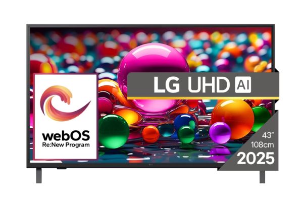 Телевизор LG 43UA75003LA, 43" 4K UltraHD TV 4K (3840x2160), DVB-T2/C/S2, webOS 25 Smart, ThinQ AI, Alpha 7 AI Processor, WiFi, HDR10 pro, HLG, ALLM/HGiG, 4K Upscaling, AI Sound pro, Multiple View, HDMI eARC, LAN, USB, Bluetooth, Google Cast, 2 Pole Stand,