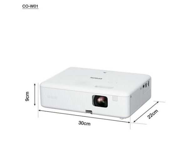 Мултимедиен проектор Epson CO-W01, WXGA (1024 x 768, 16:10), 3 000 ANSI lumens, 15 000:1, VGA, HDMI, USB, 24 months, Lamp: 12 months or 1 000 h, White + Sunne Universal Ceiling Projector Bracket, max. 20kg, extension