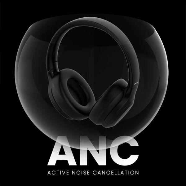 Слушалки HiFuture FutureTour Black, Active Noise Canceling, 25-Hour Playtime, Memory Protein Foam Cover, Crystal-Clear Call, Wireless 5.2, AUX Cable