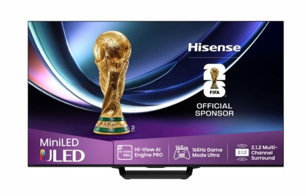 Телевизор Hisense 85"U7Q Pro, 4K Ultra HD 3840x2160, ULED, FALD, Quantum Dot, 165Hz, IPS, HDR 10+, HLG, Dolby Vision IQ, Dolby Atmos, Smart TV, WiFi 5GHz, WiFi Direct, BT, Anyview Cast,light sensor,Solar Powered Remote, 4xHDMI, 2xUSB, LAN, CI+, DVB-T2/C/S