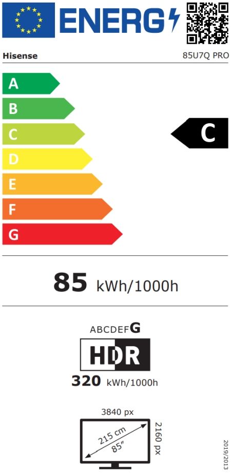 Телевизор Hisense 85"U7Q Pro, 4K Ultra HD 3840x2160, ULED, FALD, Quantum Dot, 165Hz, IPS, HDR 10+, HLG, Dolby Vision IQ, Dolby Atmos, Smart TV, WiFi 5GHz, WiFi Direct, BT, Anyview Cast,light sensor,Solar Powered Remote, 4xHDMI, 2xUSB, LAN, CI+, DVB-T2/C/S