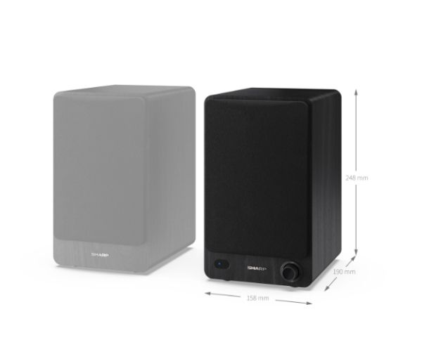 Аудио система Sharp Audio Systems CP-SS30(BK), Hifi Systems BOOKSHELF SPEAKERS 60W (2 x 30W) RMS 2, Bluetooth v5.0, USB playback, MP3 Audio decoder, RCA L/R In, 3.5mm Aux-in / line-in, Digital optical-in, Wooden speaker, Black
