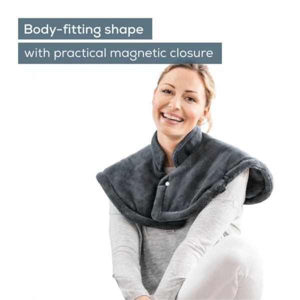 Термоподложка Beurer HK 66 Cosy Grey Shoulder & Neck Heat Pad; 3 temperature settings; auto switch-off after 90 min; washable on 30°; removable switch; fleece fibre;56(L)x52(W) cm