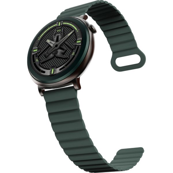Часовник HiFuture Aurora Dark Green, 1.43" AMOLED,  466*466, Powered by Dual Core & Syntra AI, Bluetooth Call, IP68  Waterproof, 24/7 True Heart Rate & Blood Oxygen Sensor, Up to 10 days daily use, Magnetic Strap