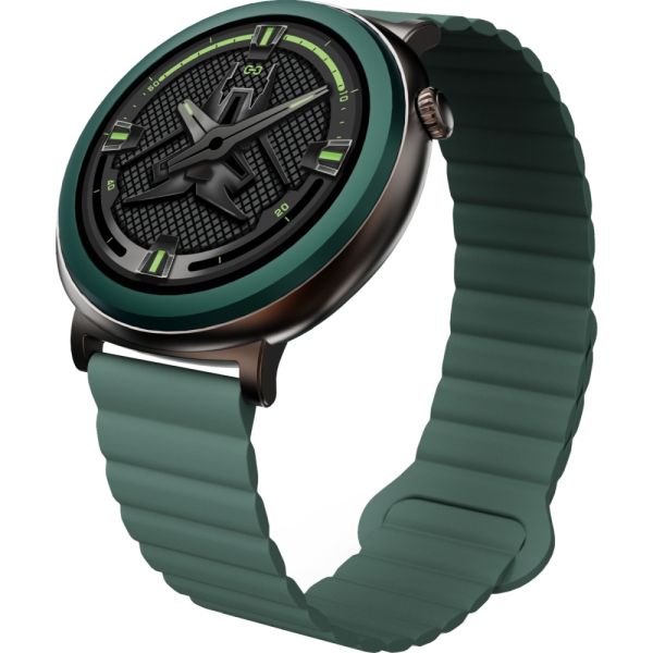 Часовник HiFuture Aurora Dark Green, 1.43" AMOLED,  466*466, Powered by Dual Core & Syntra AI, Bluetooth Call, IP68  Waterproof, 24/7 True Heart Rate & Blood Oxygen Sensor, Up to 10 days daily use, Magnetic Strap