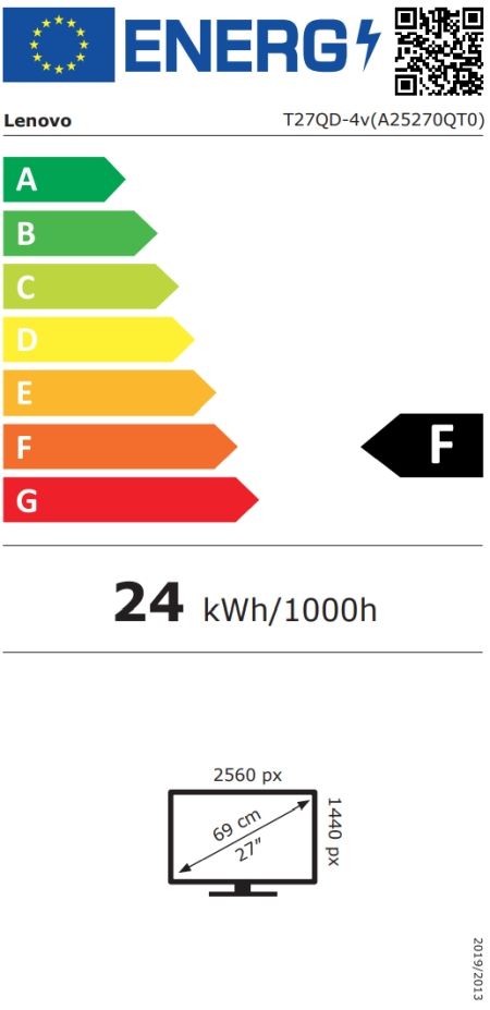 Монитор Lenovo ThinkVision T27QD-4v 27", IPS, WLED, 2560x1440, 16:9, 4ms, 48Hz - 120Hz, 350 cd/m2, 1500:1, webcam (5MP, IR+RGB), Microphone, Speakers 5Wx2, HDMI, DP, USB hub, RJ45, Tilt, Swivel, Pivot, Height Adjust Stand