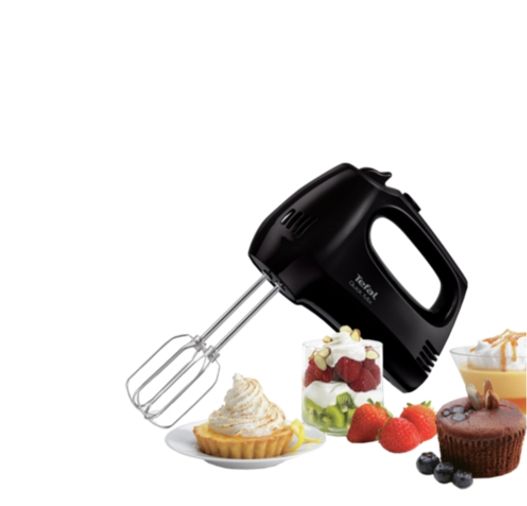 Миксер Tefal HT310838, Hand Mixer, 300W, 5 Speeds + turbo,  2 Beaters, 2 Dough hooks, black