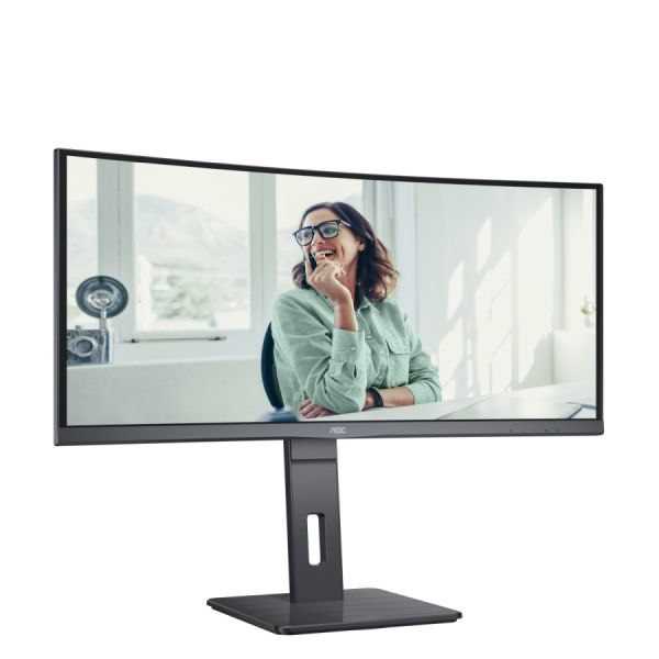 Монитор AOC CU34P3CV, 34" VA WLED, Curved 1500R, 3440x1440@100Hz, 4ms GtG, 1ms MPRT, 300cd m/2, DCR 3000:1, 50M:1, AdaptiveSync, FlickerFree, Low Blue Light, 5Wx2, Tilt, Height Adjust, Swivel, HDMI, DP, USB hub