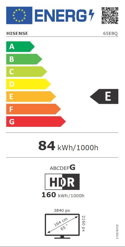 Телевизор Hisense 65"E8Q, 4K Ultra HD 3840x2160, ULED, Quantum Dot,144 Mhz, HDR 10+, HLG, Dolby Vision, Smart TV,Light Sensor,WiFi Direct, BT, Anyview Cast,Built-in,Subwoofer, 4xHDMI, 2xUSB, LAN, CI+, DVB-T2/C/S2, Black