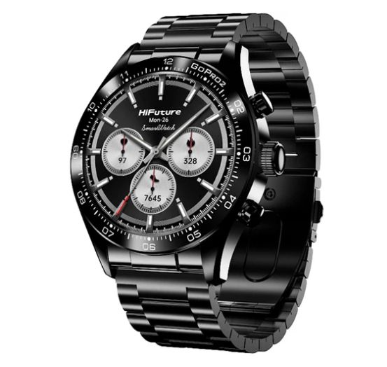 Часовник HiFuture Go pro 2 Black, 1.32" AMOLED, 466*466, Powered by Dual Core & Syntra AI, Bluetooth Call, 1ATM Waterproof, Sixth Generation Health Sensor, Stainless Steel, Up to 10 days daily use