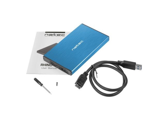 Кутия за твърд диск Natec External HDD/SSD Enclosure Rhino Go SATA 2.5" USB 3.0 Blue
