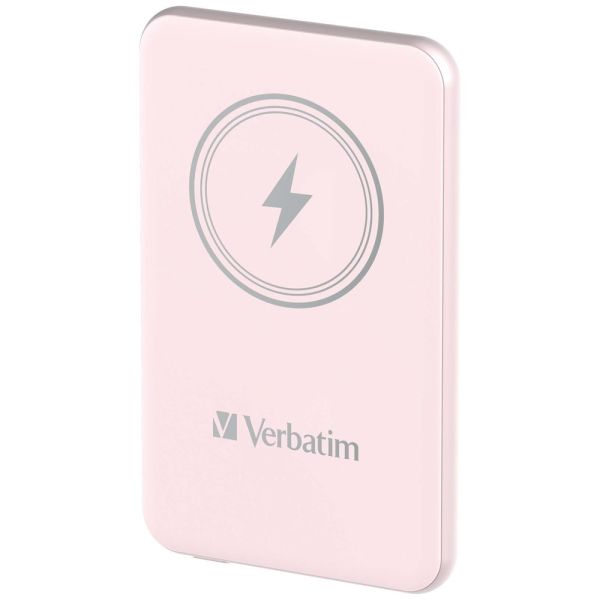 Външна батерия Verbatim MCP-5PK Power Pack 5000 mAh with UBS-C PD 20W / Magnetic Wireless Charging 15W Pink
