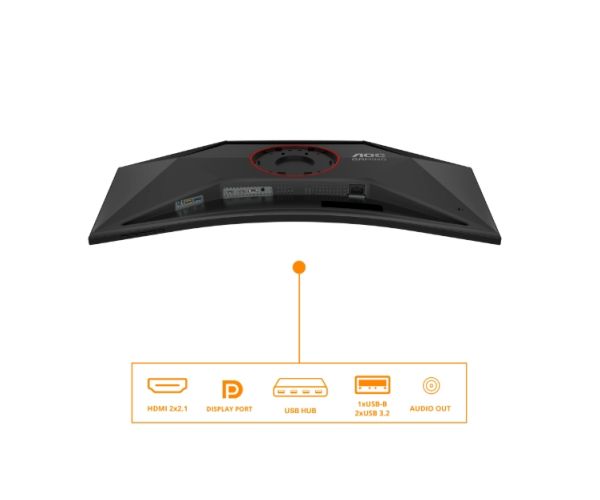 Монитор AOC CU34G4Z, 34" Curved 1500R, VA, WLED, 3440x1440@240Hz, 1ms GtG, 0.3ms MPRT, 450cd m/2, 2500:1, 80M:1 DCR, Adaptive Sync, FlickerFree, Low Blue Light, Tilt, Height Adjust, Pivot, Swivel, 2xHDMI, DP, USB hub