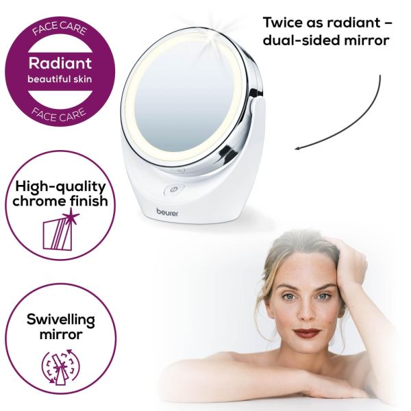Козметично огледало Beurer BS 49 lluminated cosmetic mirror; 12 LEDs; 5 x zoom; 2 mirrors; 11 cm