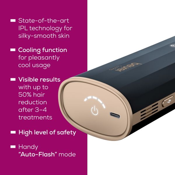 Фотоепилатор Beurer IPL 7800 Cool Pro IPL hair removal device; State-of-the-art IPL light technology; 3.8 cmІ light area; UV filter; built-in skin contact sensor; "auto flash" mode