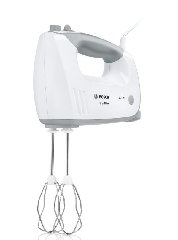 Миксер Bosch MFQ36400, Hand mixer, 450 W, 5 speed settings, additional pulse/turbo setting, white/grey