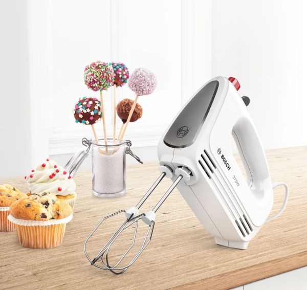Миксер Bosch MFQ22100, Hand mixer, CleverMixx, 375 W, 4 speed settings, additional pulse/turbo setting, white/gray