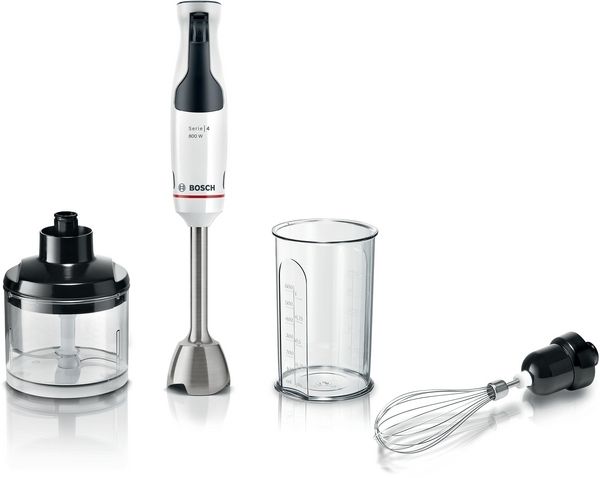 Пасатор Bosch MSM4W421, SER4, Blender, ErgoMaster, 800 W, Dynamic Speed Control, QuattroBlade System, Included Blender, Chopper, Stainless steel whisk & Measuring cup, White